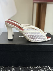 CHANEL | Mesh Pointed-Toe High-Heeled Mule Sandals White 8cm - 1