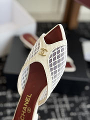 CHANEL | Mesh Pointed-Toe High-Heeled Mule Sandals White 8cm - 6