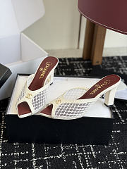 CHANEL | Mesh Pointed-Toe High-Heeled Mule Sandals White 8cm - 4