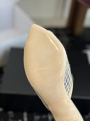 CHANEL | Mesh Pointed-Toe High-Heeled Mule Sandals Cream 8cm - 6