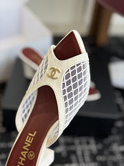 CHANEL | Mesh Pointed-Toe High-Heeled Mule Sandals Cream 8cm - 5