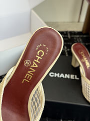 CHANEL | Mesh Pointed-Toe High-Heeled Mule Sandals Cream 8cm - 2