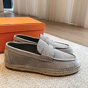 HERMES | Trip espadrille Natural leather sole light gray - 6