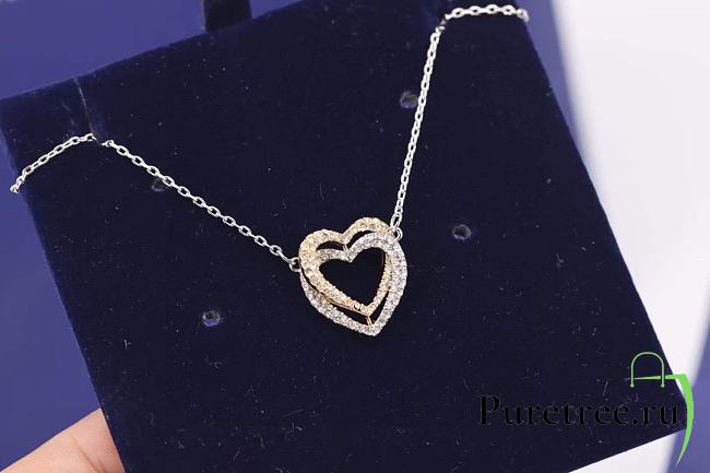 Swarovski Gold and Silver Double Heart Necklace - 1