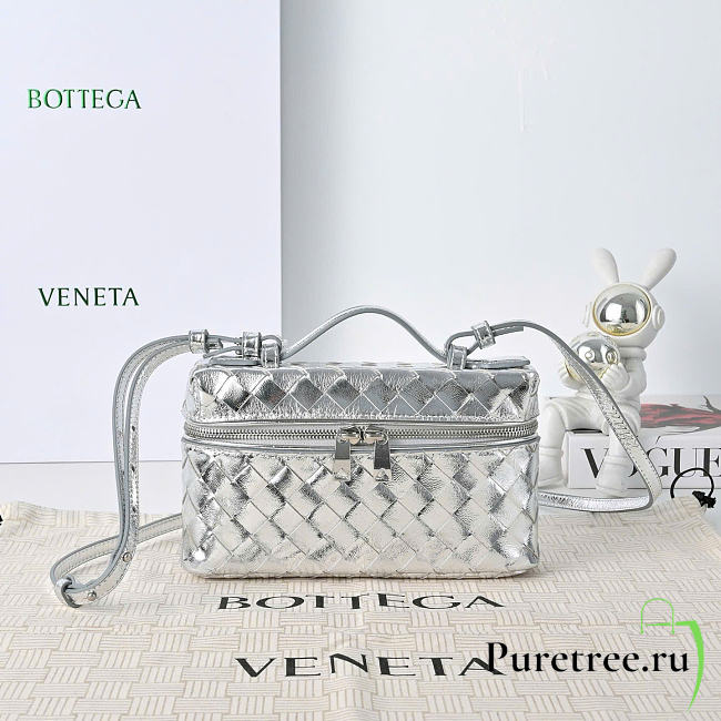 BOTTEGA VENETA | Bang Bang Metallic Leather Vanity bag silver - 1