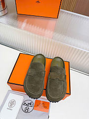 HERMES | Mix mule Alabaster olive green suede calfskin insole - 1