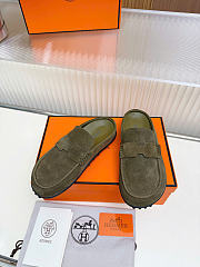 HERMES | Mix mule Alabaster olive green suede calfskin insole - 5