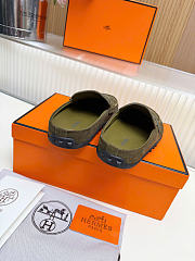 HERMES | Mix mule Alabaster olive green suede calfskin insole - 4