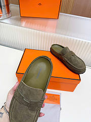 HERMES | Mix mule Alabaster olive green suede calfskin insole - 3