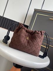 CHANEL | Clutch with Leather Strap Chocolate Brown Suede - 1