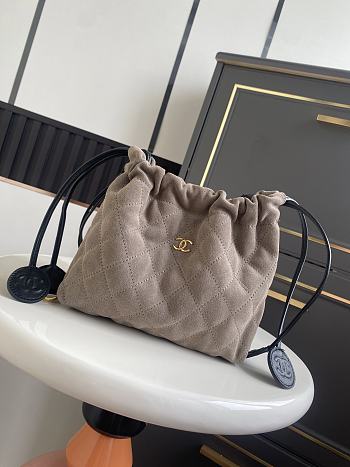 CHANEL | Clutch with Leather Strap Taupe Suede