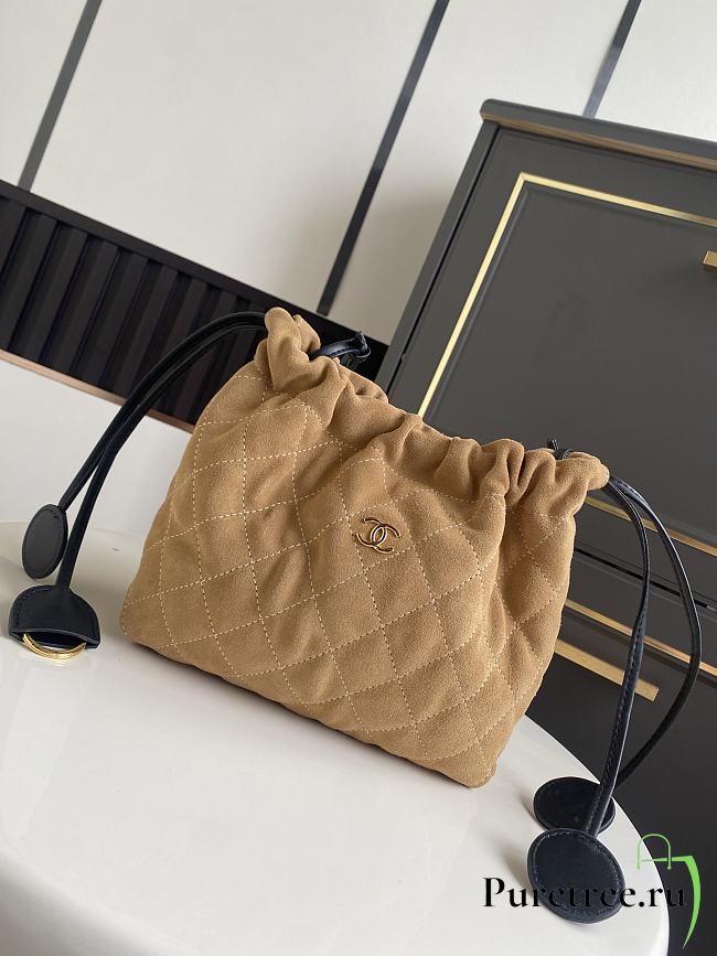 CHANEL | Clutch with Leather Strap Camel Suede - 1