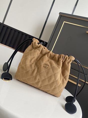 CHANEL | Clutch with Leather Strap Camel Suede