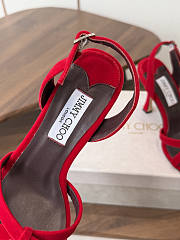 Jimmy Choo 10 cm Elsy Suede Block-Heel Sandals Red - 3