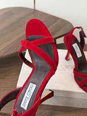 Jimmy Choo 10 cm Elsy Suede Block-Heel Sandals Red - 4