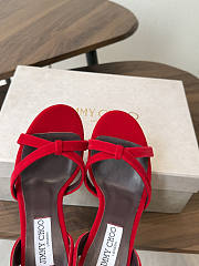 Jimmy Choo 10 cm Elsy Suede Block-Heel Sandals Red - 6
