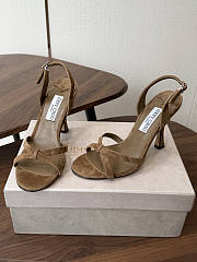 Jimmy Choo 10 cm Elsy Suede Block-Heel Sandals Beige - 1