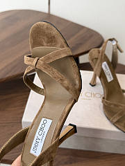 Jimmy Choo 10 cm Elsy Suede Block-Heel Sandals Beige - 5