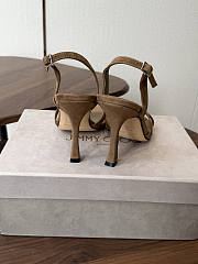 Jimmy Choo 10 cm Elsy Suede Block-Heel Sandals Beige - 4