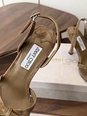 Jimmy Choo 10 cm Elsy Suede Block-Heel Sandals Beige - 3