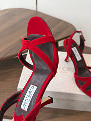 Jimmy Choo 8.5cm Elsy Suede Block-Heel Sandals Red - 5