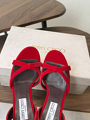 Jimmy Choo 8.5cm Elsy Suede Block-Heel Sandals Red - 4