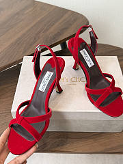 Jimmy Choo 8.5cm Elsy Suede Block-Heel Sandals Red - 3