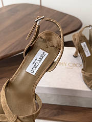 Jimmy Choo 8.5cm Elsy Suede Block-Heel Sandals Beige - 6