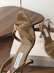 Jimmy Choo 8.5cm Elsy Suede Block-Heel Sandals Beige - 5