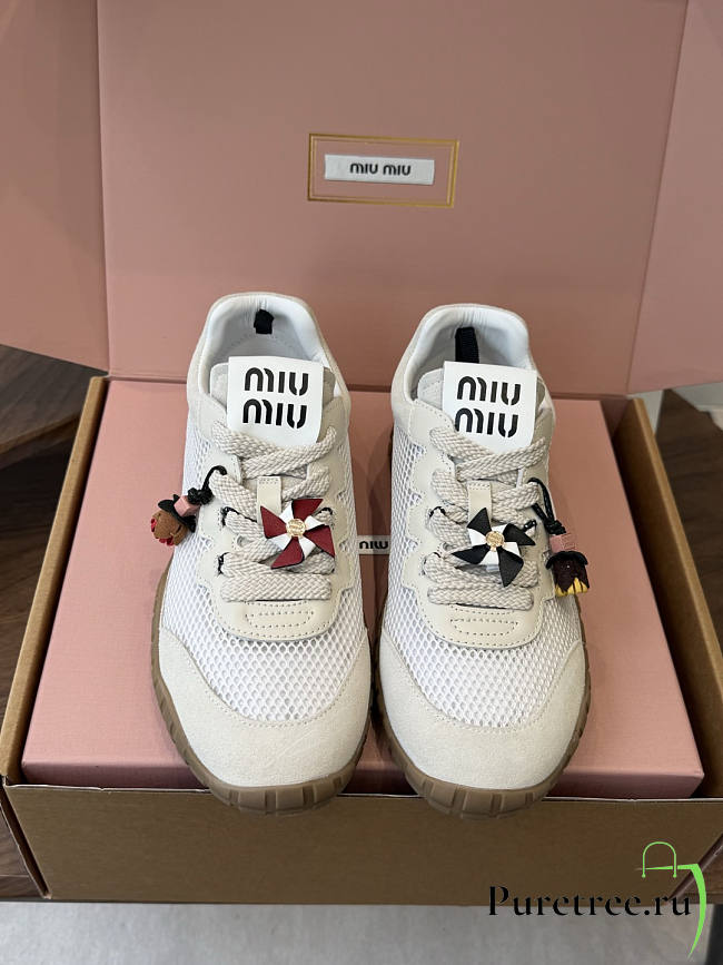 Miu Miu Mary Jane Style German Training Casual Shoes White - 1