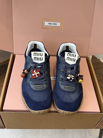 Miu Miu Mary Jane Style German Training Casual Shoes Dark Blue