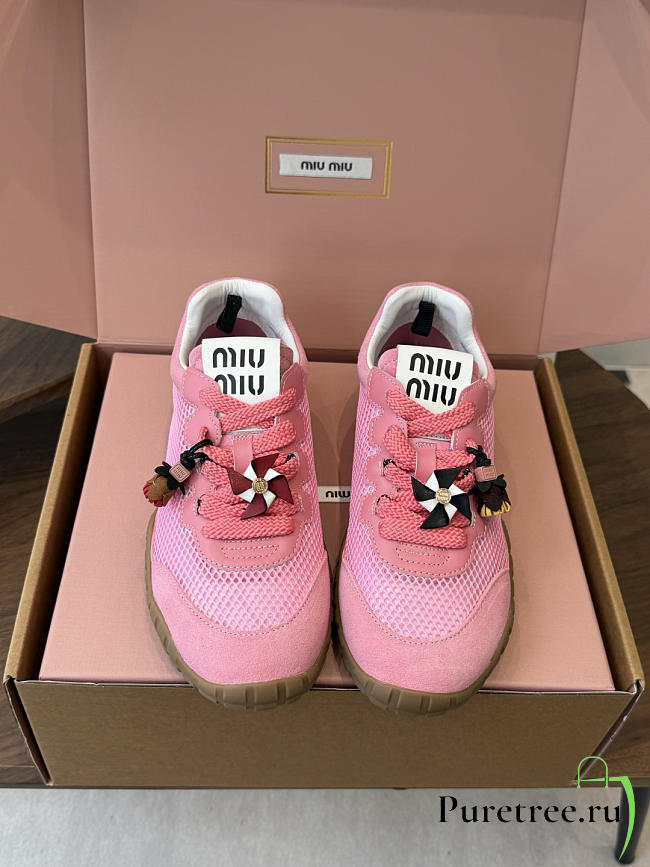 Miu Miu Mary Jane Style German Training Casual Shoes Pink - 1