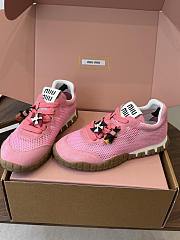 Miu Miu Mary Jane Style German Training Casual Shoes Pink - 4