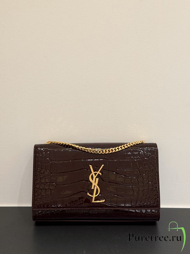 YSL | Saint Laurent Kate Chain Wallet Shiny Dark Burgundy - 1