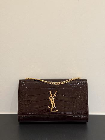 YSL | Saint Laurent Kate Chain Wallet Shiny Dark Burgundy