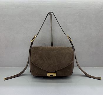 BALENCIAGA | Clicca Shoulder Bag Medium in Muscade Suede Brown