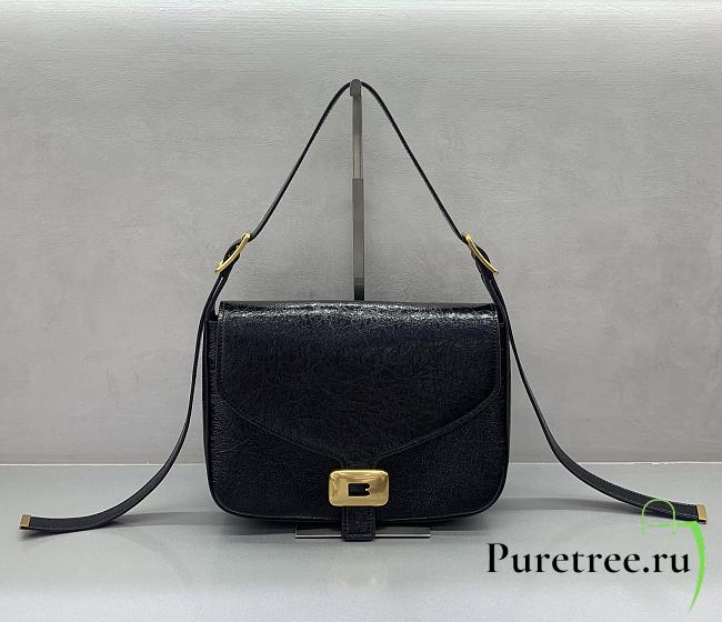 BALENCIAGA | Clicca Shoulder Bag Medium in Muscade Black - 1