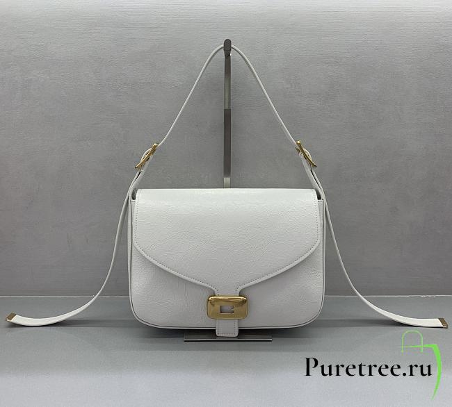 BALENCIAGA | Clicca Shoulder Bag Medium in Muscade White - 1