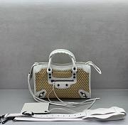 BALENCIAGA | Le City Small raffia shoulder bag in white - 1