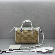 BALENCIAGA | Le City Small raffia shoulder bag in white - 3