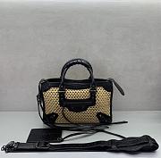 BALENCIAGA | Le City Small raffia shoulder bag in black - 1
