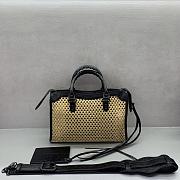 BALENCIAGA | Le City Small raffia shoulder bag in black - 5