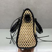 BALENCIAGA | Le City Small raffia shoulder bag in black - 3