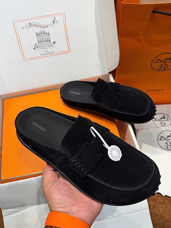 HERMES | Mix mule Alabaster black suede calfskin insole