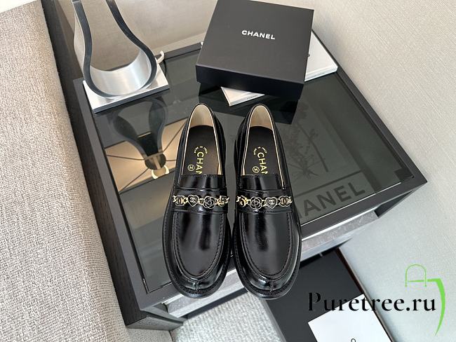 CHANEL | Black Pearl Chain Loafers - 1