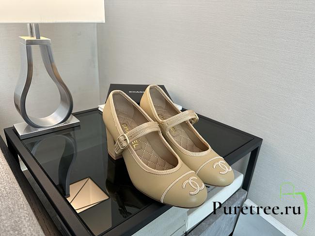 CHANEL | Beige Mary Jane Heels - 1