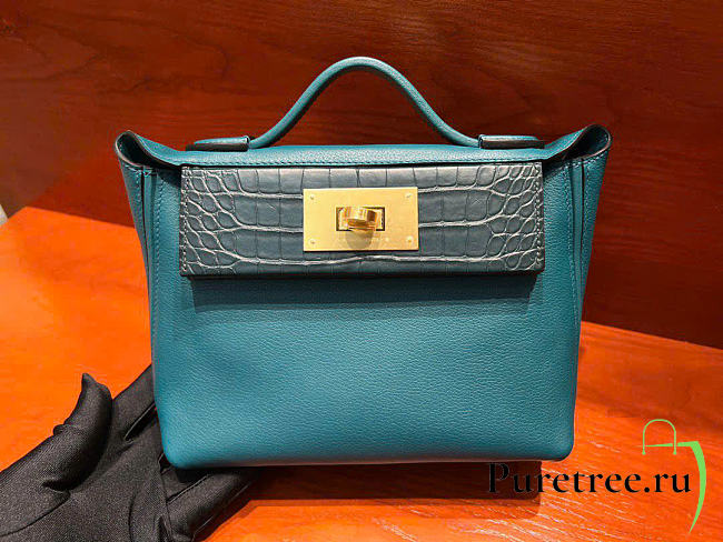 HERMES | 24/24 Bag Vert Bosphore Size 21x17x10.5 cm - 1