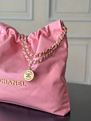 CHANEL | 22 Medium Handbag Pink Calfskin & Gold Metal  - 4