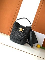 CELINE | Medium Louise Bucket In Raffia And Calfskin In Black - 1
