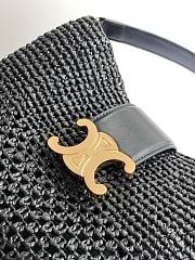 CELINE | Medium Louise Bucket In Raffia And Calfskin In Black - 6
